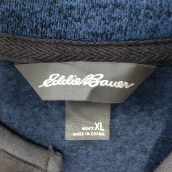 Eddie Bauer Sweater Mens XL 1/4 Button Pullover Hiking Outdoor Camp Blue - Picture 6 of 10